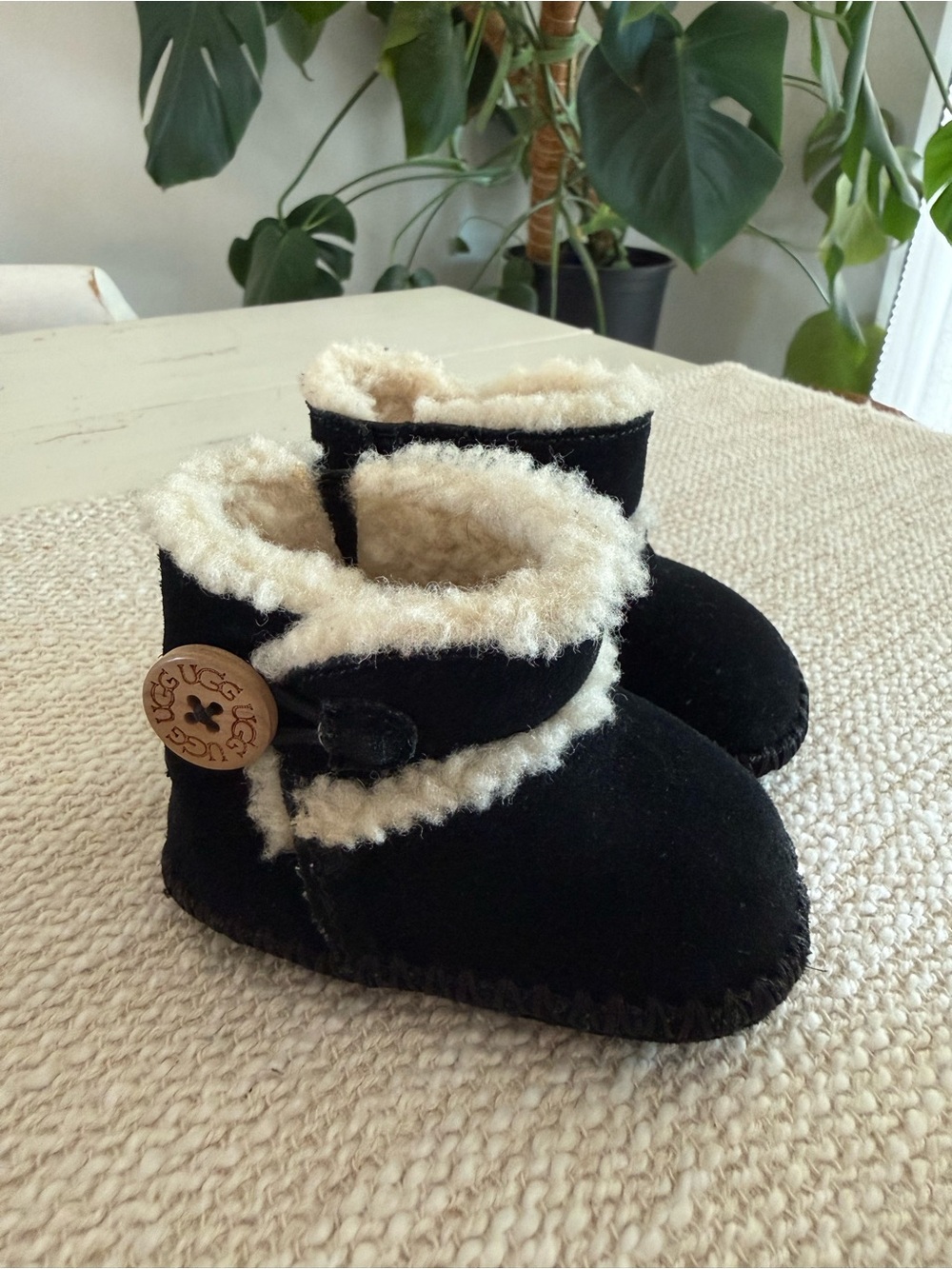 UGG Black Suede Infant Booties